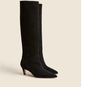 J.Crew Suede Black Stevie Knee High Heeled Boots